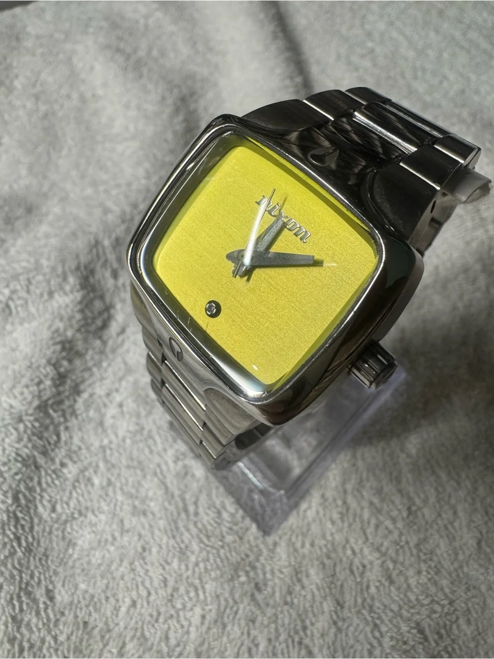 Nixon Stainless Steel Watch with Lime Yellow Dial